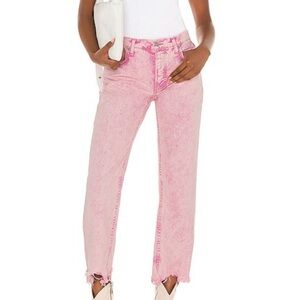 We the Free Pink Acid Wash Straight Leg Jeans